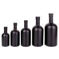 Luxury 200ml 375ml 500ml 750ml 1liter matte black liquor oil vodka wine glass bottle with stopper